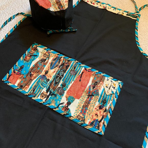 African Inspired Chef's Apron & Hat - Picture 4 of 4
